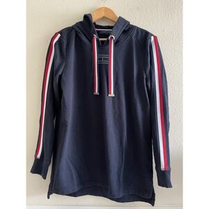 Tommy Hilfiger Navy Hoodie with Red & White Stripe Details
